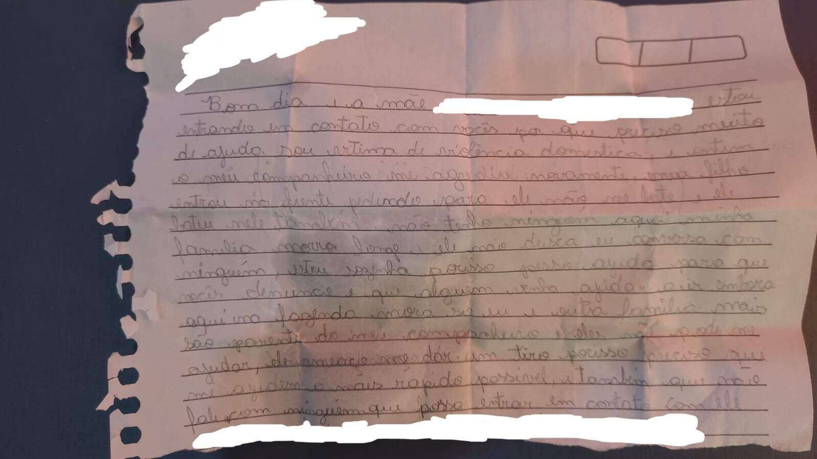“Ameaçou me dar tiro”, disse mulher em carta levada para escola de filho 