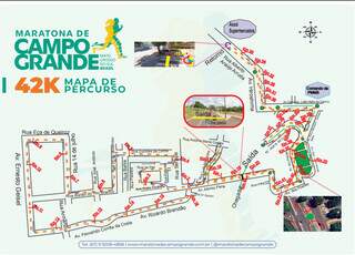 Percurso da Maratona e vias interditadas para domingo (Arte: Divulgação)