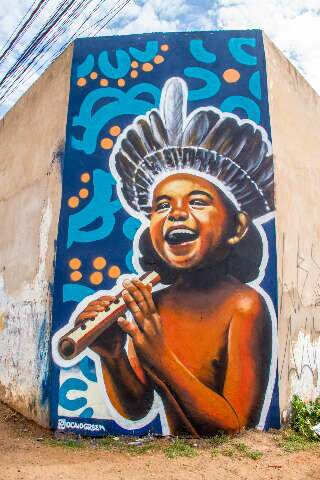 Painel belíssimo sinaliza acesso à 1ª aldeia urbana do Brasil