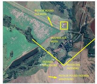 Localização das fazendas do Clã Mota e de Minotauro, em Pedro Juan Caballero (Imagem: Reprodução)