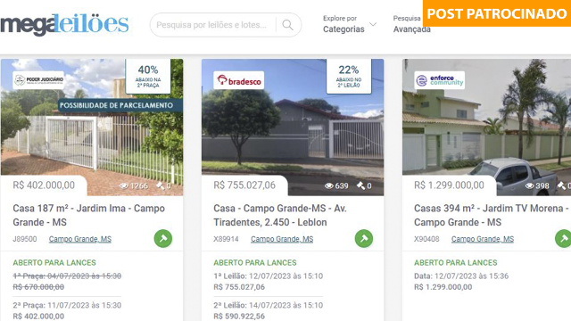 Em bairros bem localizados, Mega Leilões tem casas com até 40% de desconto