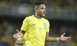 O camisa 9 da Seleção Brasileira, atacante Vitor Roque. (Foto: Rafael Ribeiro/CBF)