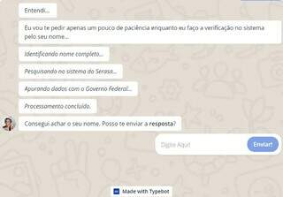 Conversa falsa pelo Chatbot sobre o programa Desenrola Brasil (Foto: Reprodução)