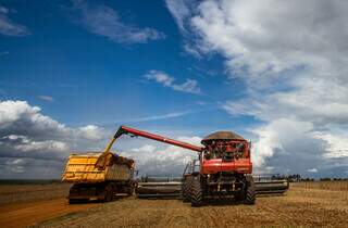 Colheita da soja em Mato Grosso do Sul; atual safra resultou em 15 milhões de toneladas do grão. (Foto: Divulgação/Aprosoja-MS)
