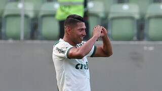 O jogador Rony comemora seu gol contra a equipe do América FC, durante partida válida pela déciima sétima rodada, do Campeonato Brasileiro, Série A, na arena Independência. (Foto: Cesar Greco/Palmeiras)