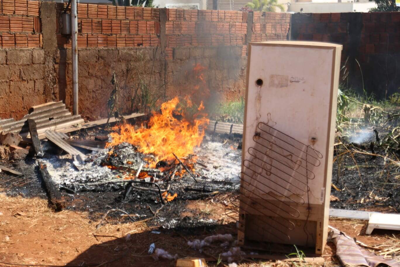 “Botei fogo mesmo”: vizinho ateou fogo em terreno com cachorros
