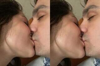 Débora e Luan aos beijos; clique foi compartilhado por Léo Dias.