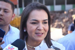 Prefeita de Campo Grande, Adriane Lopes (PP), fala sobre lançamento de pacote de obras (Foto: Paulo Francis)
