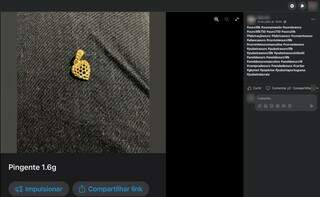 Pingente anunciado por irmãos no Facebook. (Foto: Redes sociais)