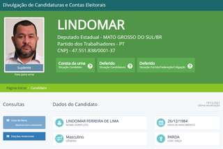 Reprodução da página do candidato no sistema da Justiça Eleitoral. (Foto: Reprodução)