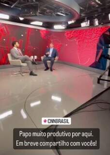 Riedel no estúdio da CNN Brasil. (Foto: Reprodução Instagram)