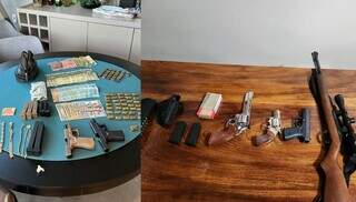 Armas e munições apreendidas na residência de casal de Ponta Porã (Foto: Divulgação)