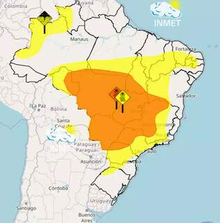 Alertas em vigência no Brasil neste momento (Foto: Reprodução/Inmet)