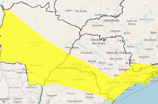 Faixa amarela indica previsão de tempestade (Foto: reprodução/Inmet)