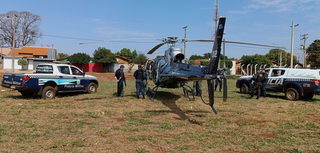 Equipe da PM de Rio Brilhante, durante operação “Cidade Segura”, que prendeu suspeito de atentado (Foto: Rio Brilhante em Tempo Real)