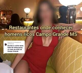 Perfil compartilhou vídeo com lista de restaurantes para conhecer homens ricos (Foto: Reprodução)