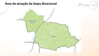 Mapa com as cidades que fazem parte da área de atuação da Itaipu Binacional que poderão participar do programa (Foto: Reprodução)