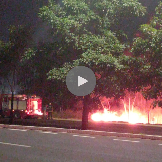 Incêndio se espalha por matagal ao lado da Avenida Lúdio Martins Coelho