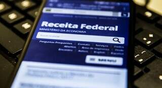 Site da Receita Federal sendo acesso por celular (Foto: Marcelo Casal Jr./Agência Brasil)
