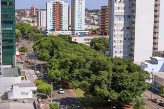 Vista aérea da Avenida Afonso Pena, principal via de Campo Grande (Foto: Henrique Kawaminami/Arquivo)