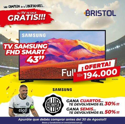 Loja anuncia TV de graça se time do Paraguai ganhar título da Libertadores