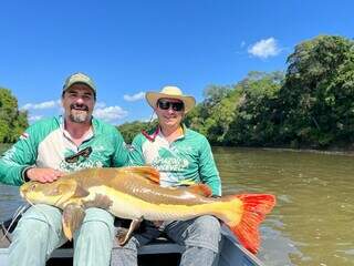 Exemplar de pirarara fisgado em uma das pescarias com a Pesko (Foto: Agência Pesko)