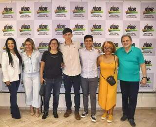 Presidente do MDB Mulher Estadual e pré-candidata a vereadora na Capital, professora Dharleng Campos; presidente do MDB Mulher em Campo Grande, Eliane da Silva; presidente do MDB Diversidade, Priscila Queiroz; secretário executivo do MDB Diversidade e marketeiro do partido, Leandro Colman; presidente da Juventude MDB, João Vinícius Miquilini; e presidente estadual do MDB, Waldemir Moka.