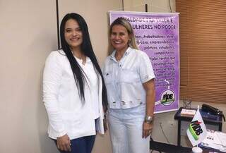 Presidente do MDB Mulher Estadual e pré-candidata a vereadora na Capital, professora Dharleng Campos; e a presidente do MDB Mulher em Campo Grande, Eliane da Silva. (Foto: Paulo Francis)