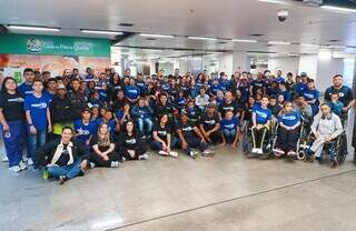 Delegação de Mato Grosso do Sul no Aeroporto Internacional de Campo Grande (Foto: Claudemir Pereira/Fundesporte)