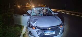 Carro envolvido em acidente que matou homem na MS-395. (Foto: Cenário MS)