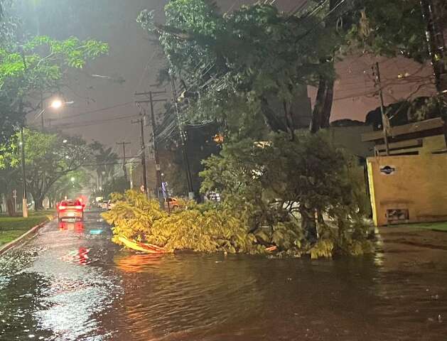 Ap&oacute;s trovoada, chuva deixa v&aacute;rios bairros alagados e sem energia