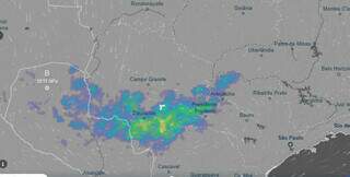 Mapa de chuva registrada na região nas últimas 24 horas (Foto: Reprodução/Ventusky)