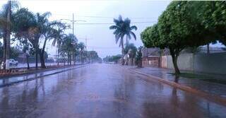 Chuva desta quinta-feira em Rio Brilhante (Foto: Rio Brilhante em Tempo Real)