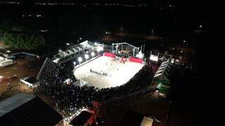 Vista aérea da arena onde acontece o rodeio, em Rio Brilhante (Foto: Divulgação/prefeitura)