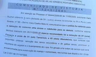 Autorização de remoção de 2009. (Foto: Ana Beatriz Rodrigues)