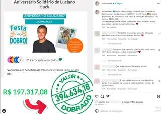 No Instagram, Luciano compartilhou resultado da vaquinha online. (Foto: Reprodução/ Instagram)
