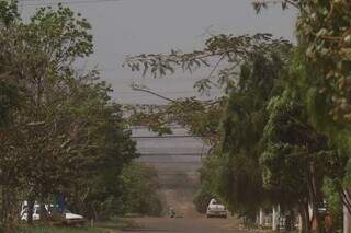 Ventania nesta manhã na região do Bairro Portal Caiobá (Foto: Henrique Kawaminami)