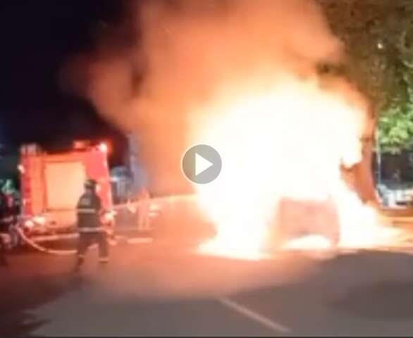 Carro pega fogo e bombeiro usa mil litros de &aacute;gua para apagar chamas