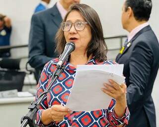 Luiza Ribeiro na sessão desta terça-feira, da Câmara Municipal de Campo Grande (Foto: Divulgação/Assessoria)