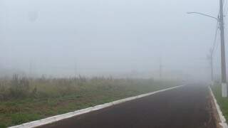 Estrada rural na cidade de Ponta Porã coberta por neblina (Foto: Direto das Ruas)