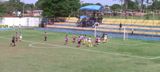 Gol do camisa 10 Joas Mota, do Grêmio Santo Antônio (Foto: Reprodução/TV FFMS)