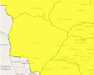 Todo Mato Grosso do Sul está sob alerta do Inmet (Foto: Reprodução/Inmet)