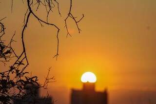 Sol aparece forte já no início da manhã em Campo Grande (Foto: Henrique Kawaminami)