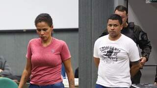 Ana Carla Pereira e Alexandre de Oliveira Gimenes durante julgamento no Tribunal do Júri. (Foto: Henrique Kawaminami)