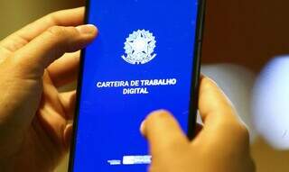 Carteira de trabalho digital em tela de celular (Foto: Marcelo Camargo/Agência Brasil)