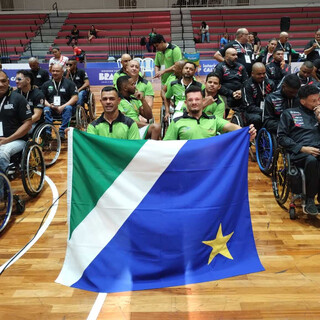 Delegação de Mato Grosso do Sul na abertura dos jogos (Foto: Divulgação/Pantanal Sobre Rodas)