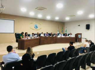 Os 11 vereadores reunidos durante sessão da Câmara Municipal de Bonito neste mês de setembro (Foto: Câmara Municipal)