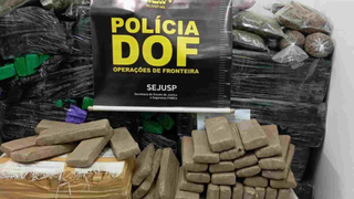 Tabletes de maconha encontrados em vegetação na MS-165. (Foto: Reprodução/DOF)