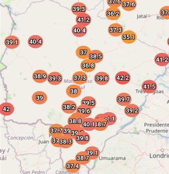 Mapa do calor: veja onde term&ocirc;metro passou dos 40&ordm;C em MS