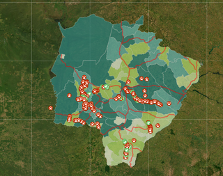 Mapa de notificação do Estrada Viva com registros de animais mortos nas estradas de Mato Grosso do Sul (Foto:Reprodução)